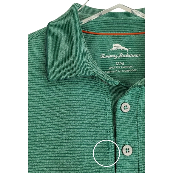 Tommy bahama size M striped short sleeves polo shirt green - Picture 9 of 10